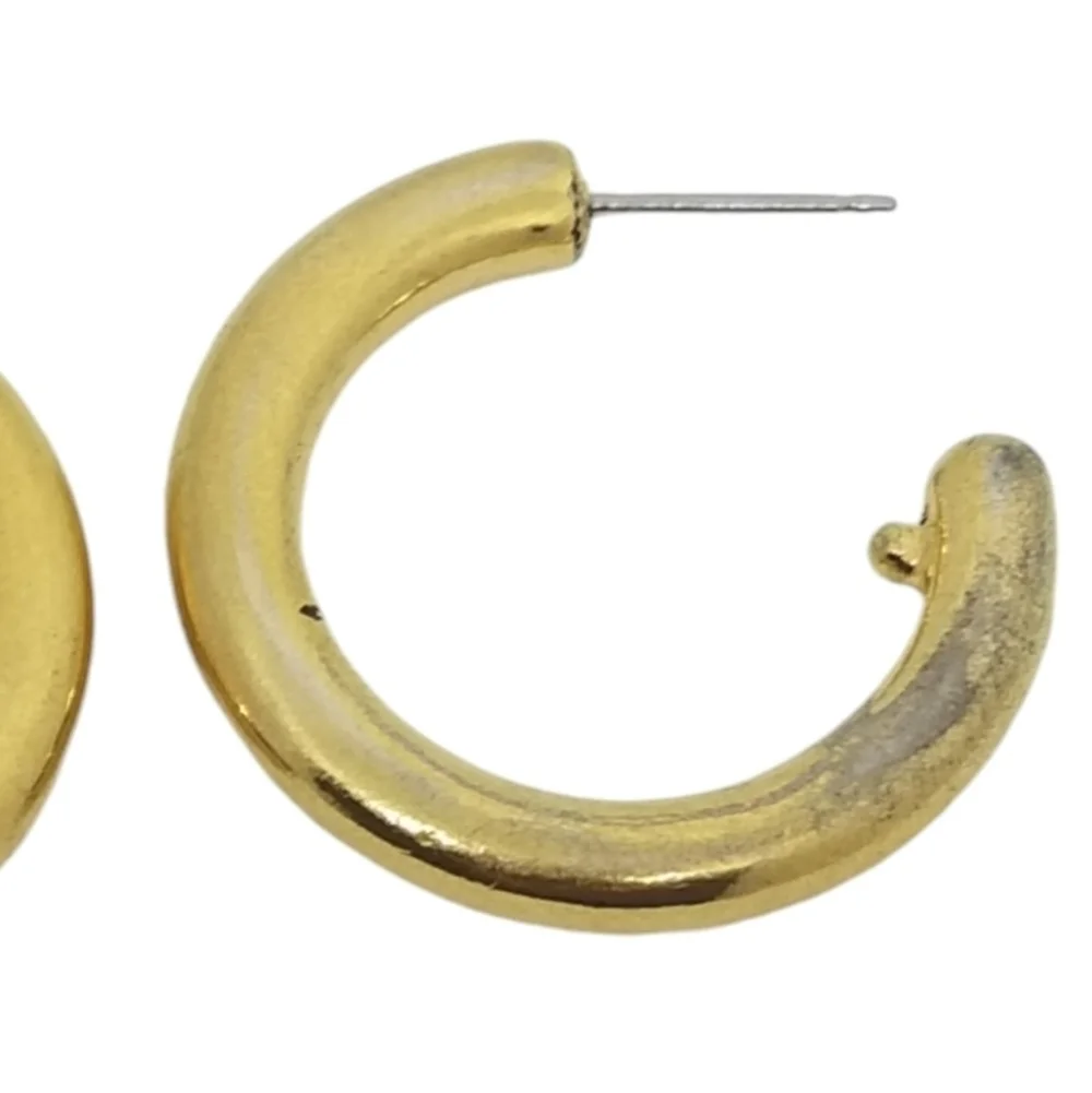 MONET VINTAGE  RARE 1950s GOLDPLATED SOLID HOOP STYLE EARRINGS